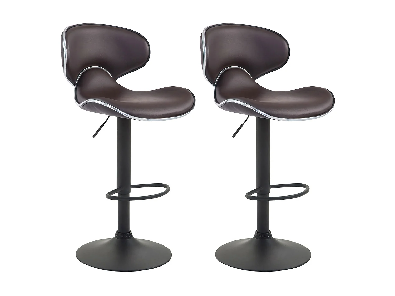 Lot de 2  Tabouret de bar - Similicuir & Noir - Marron - Las Vegas v2