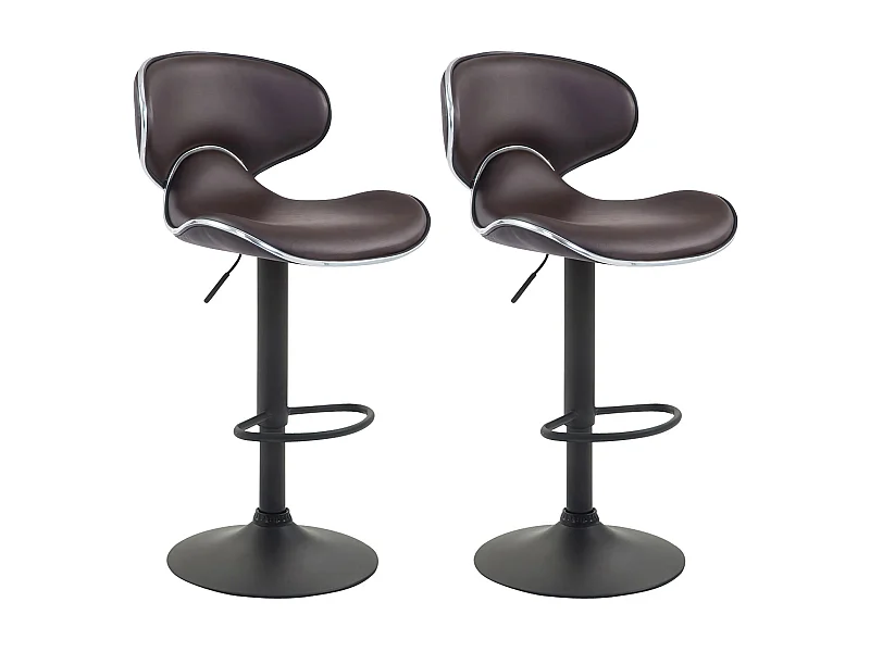 Lot de 2  Tabouret de bar - Similicuir & Noir - Marron - Las Vegas v2