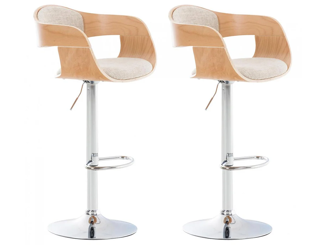 2er Set Barhocker - Stoff - natura/creme - Kingston