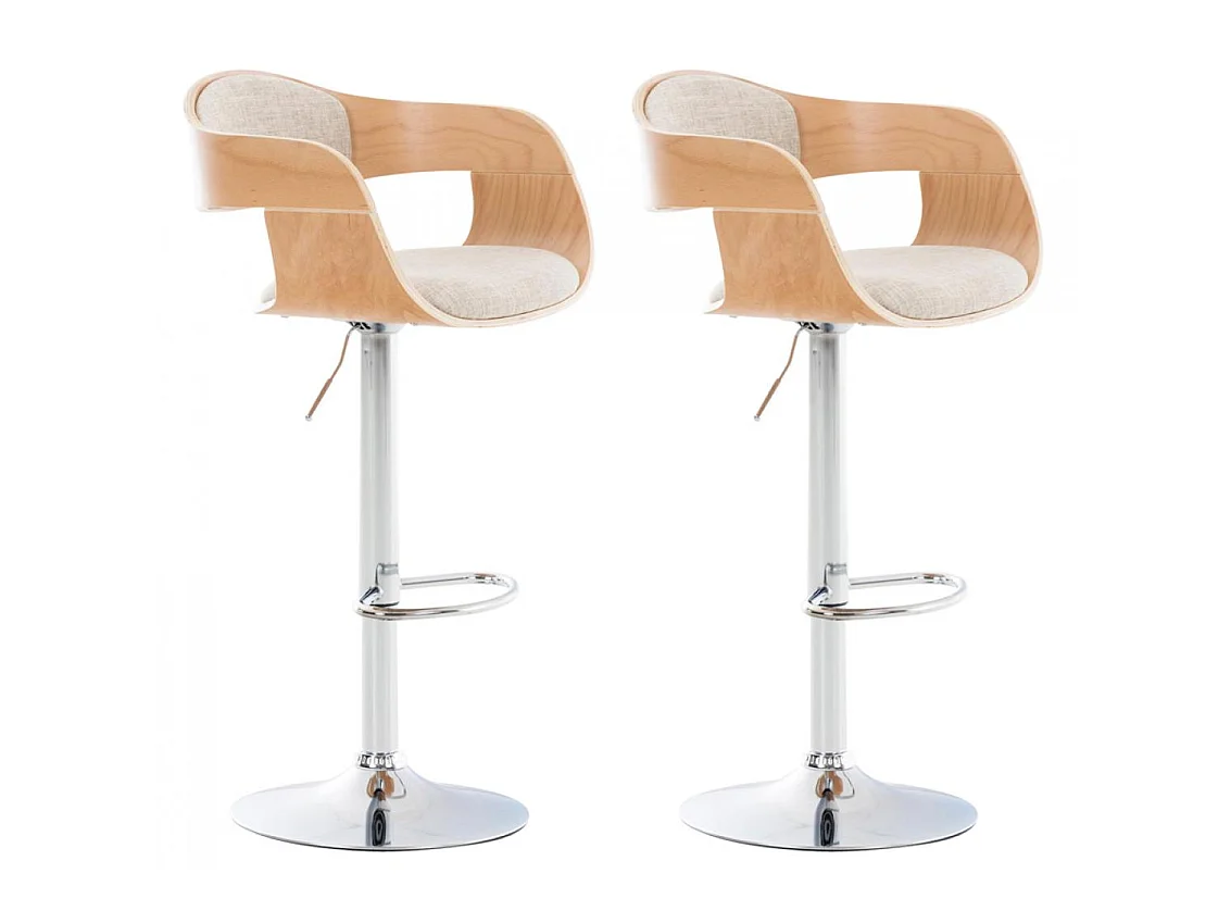 Lot de 2  Tabouret de bar - Tissu - Nature / Crème - Kingston