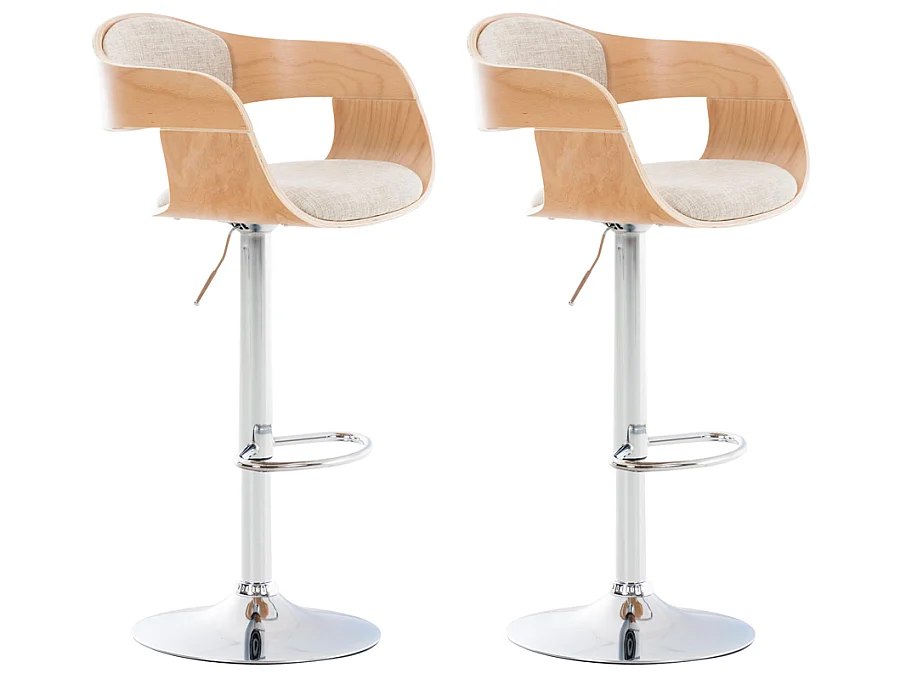 Lot de 2  Tabouret de bar - Tissu - Nature / Crème - Kingston