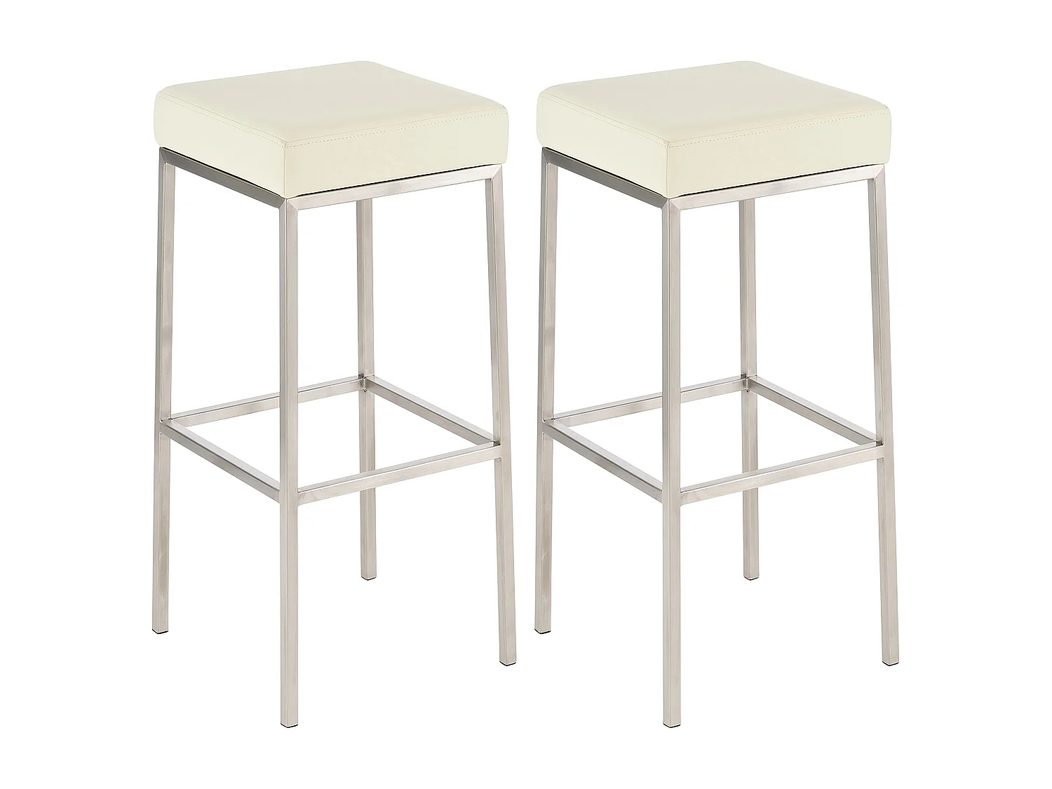 Lot de 2  Tabouret de bar - Similicuir & Acier inoxydable - Crème - Montreal 80
