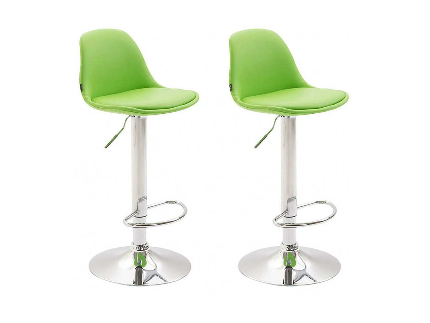 Lot de 2  Tabouret de bar - Similicuir & Métal chromé - Vert - Kiel