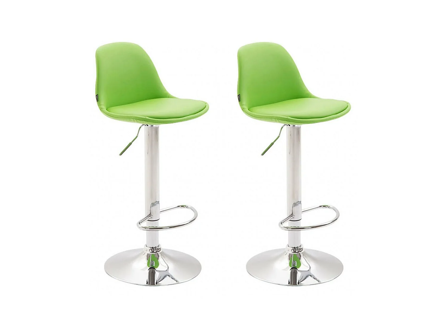 Lot de 2  Tabouret de bar - Similicuir & Métal chromé - Vert - Kiel