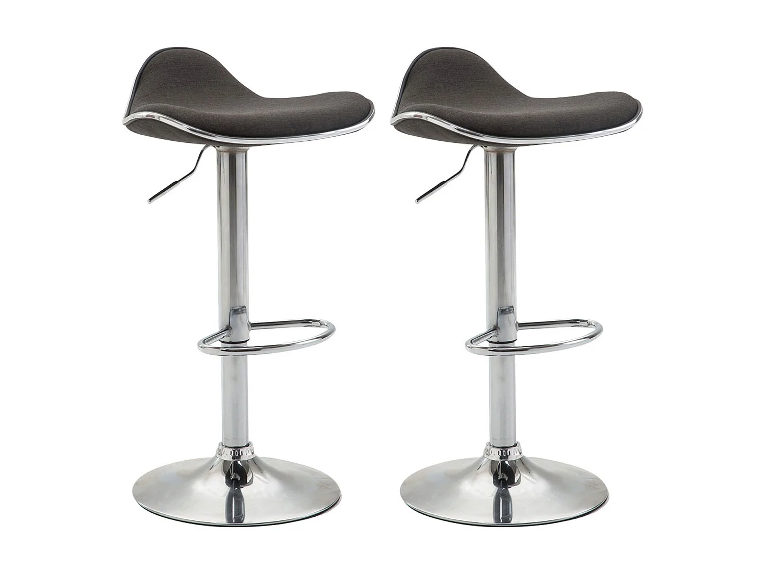Lot de 2  Tabouret de bar - Tissu & Métal chromé - Gris foncé - Shanghai