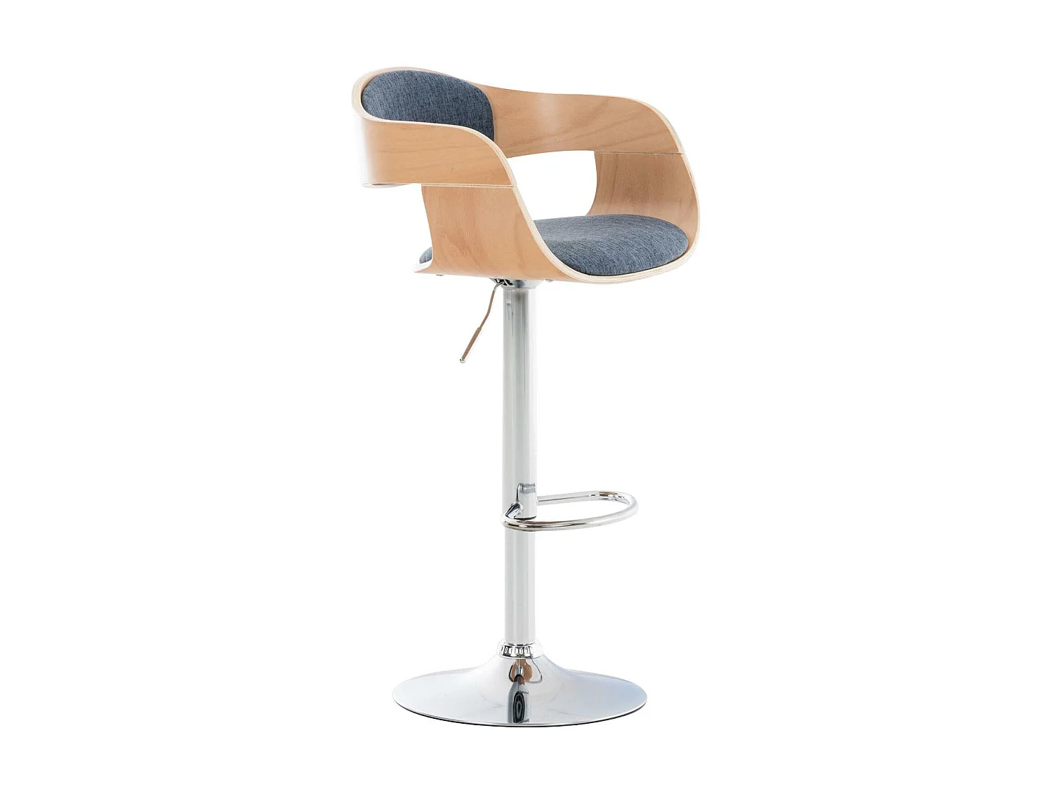 Tabouret de bar - Tissu - Nature / Bleu - Kingston