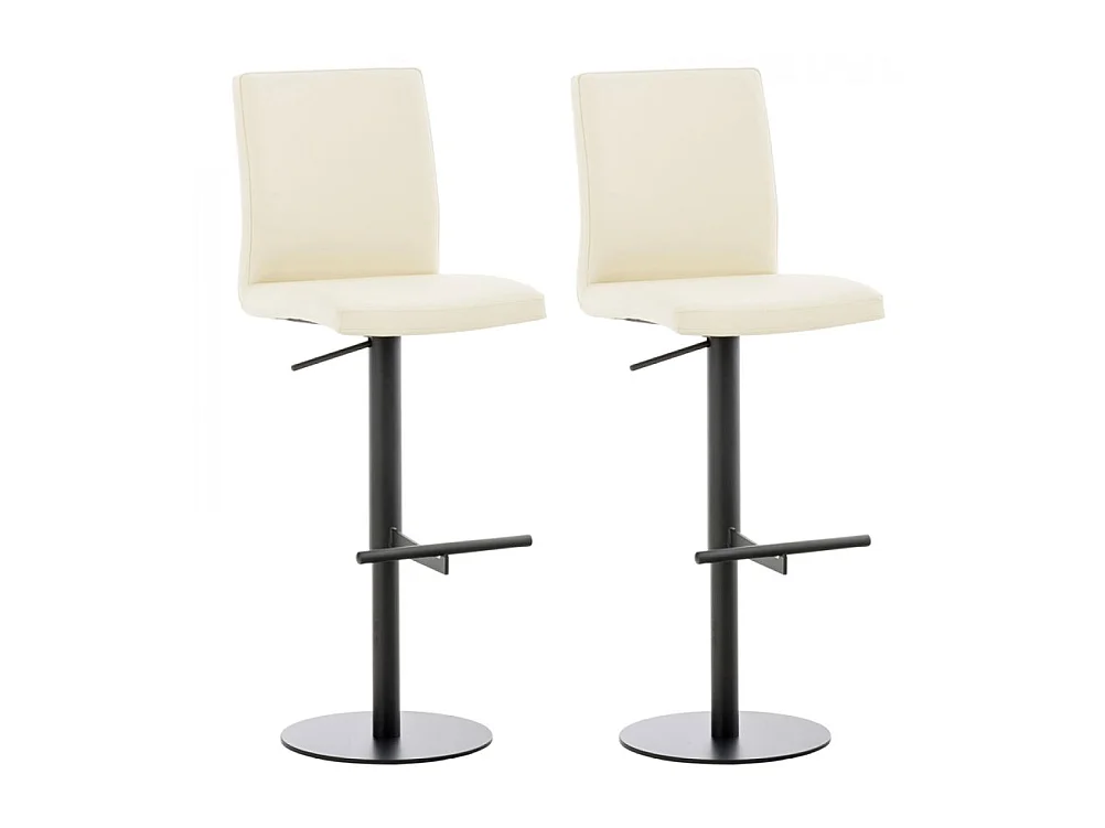 Lot de 2  Tabouret de bar - Similicuir & Noir - Crème - Cadiz