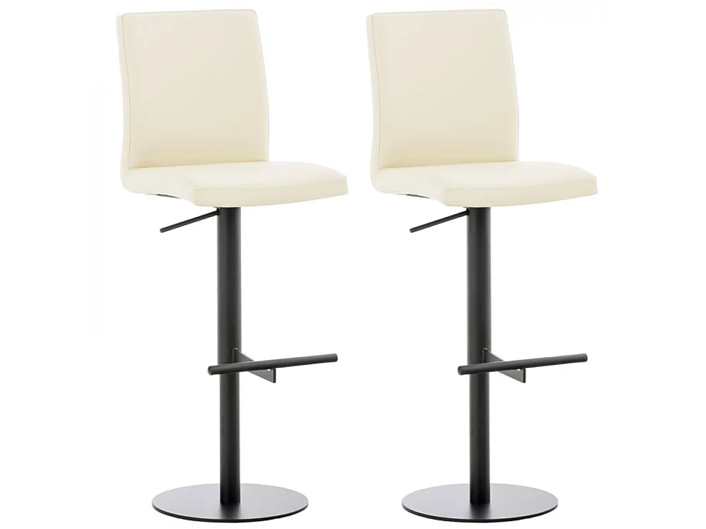 Conjunto de 2 bancos de bar Cadiz com cobertura em imitação de pele creme|preto