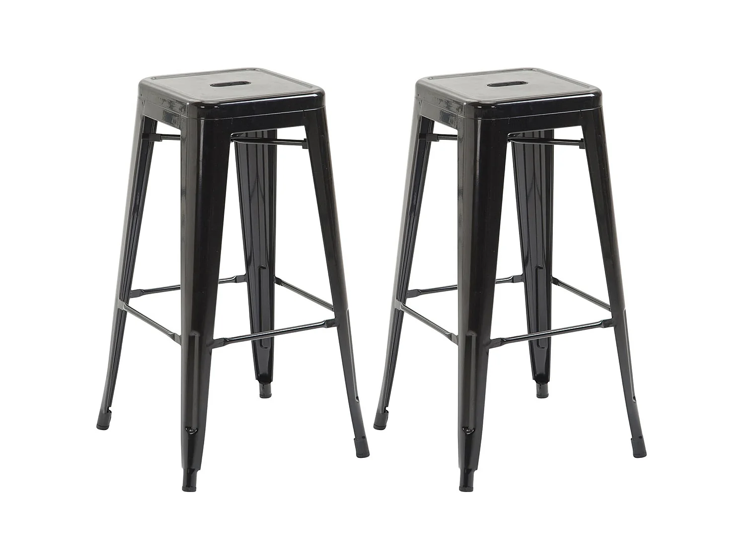 Lot de 2  Tabouret de bar - Métal & Métal - Noir - Joshua V2