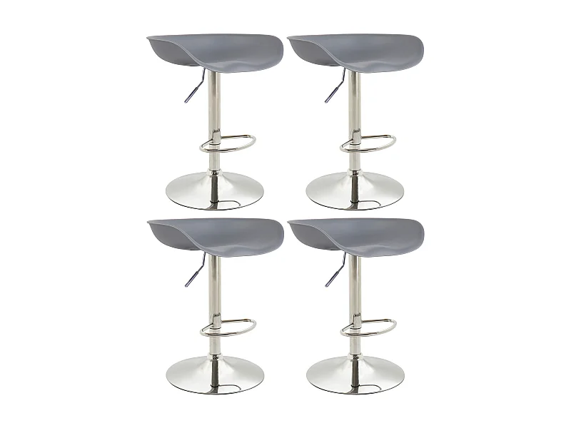 Lot de 4  Tabouret de bar - Plastique & Métal - Gris - Anaheim