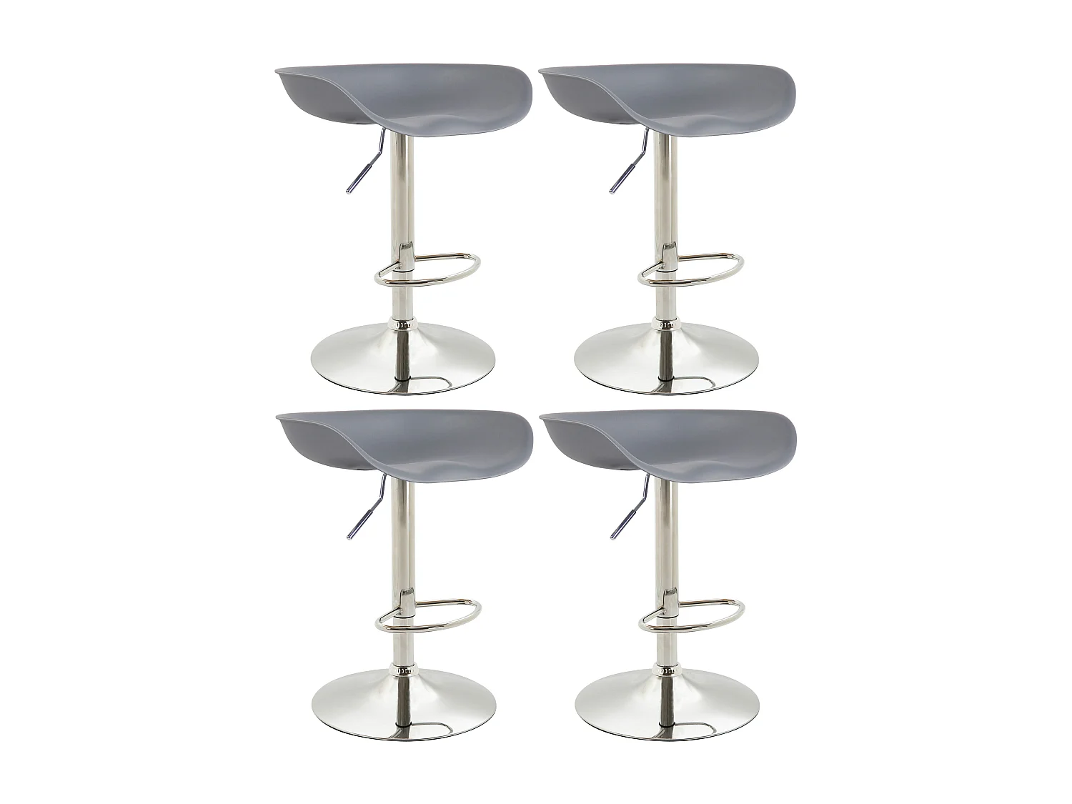 Lot de 4  Tabouret de bar - Plastique & Métal - Gris - Anaheim