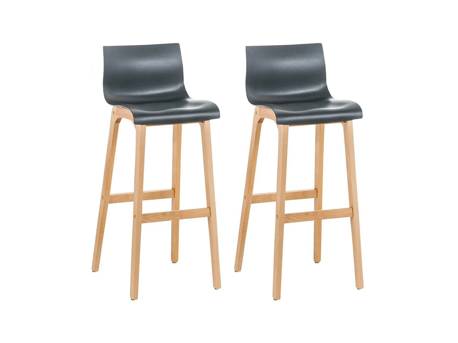 Lot de 2  Tabouret de bar - Bois & Bois - Gris - Hover