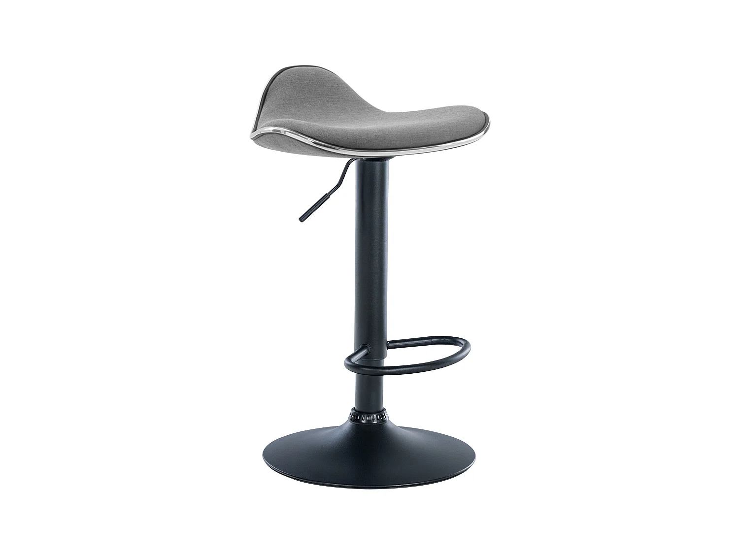 Tabouret de bar - Tissu & Métal chromé - Gris clair - Shanghai