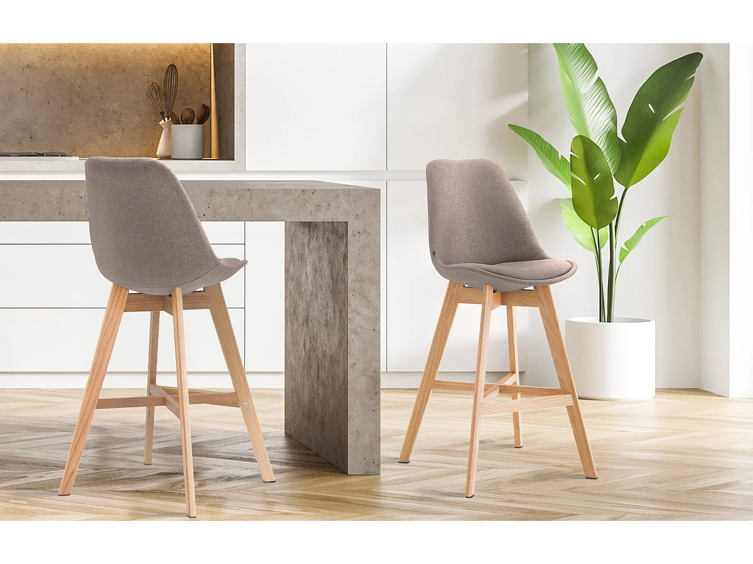 Set van 2  Barkruk - Stof & natura - taupe - Cannes