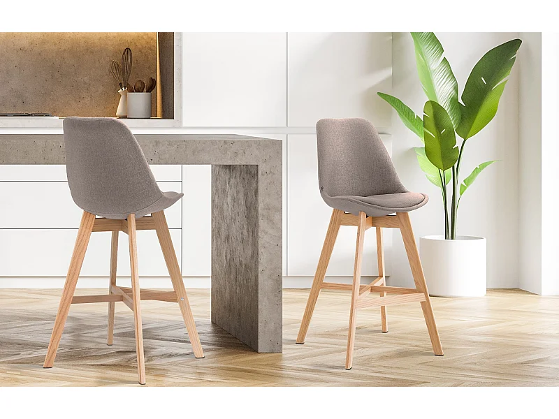 2er Set Barhocker - Stoff & natura - taupe - Cannes