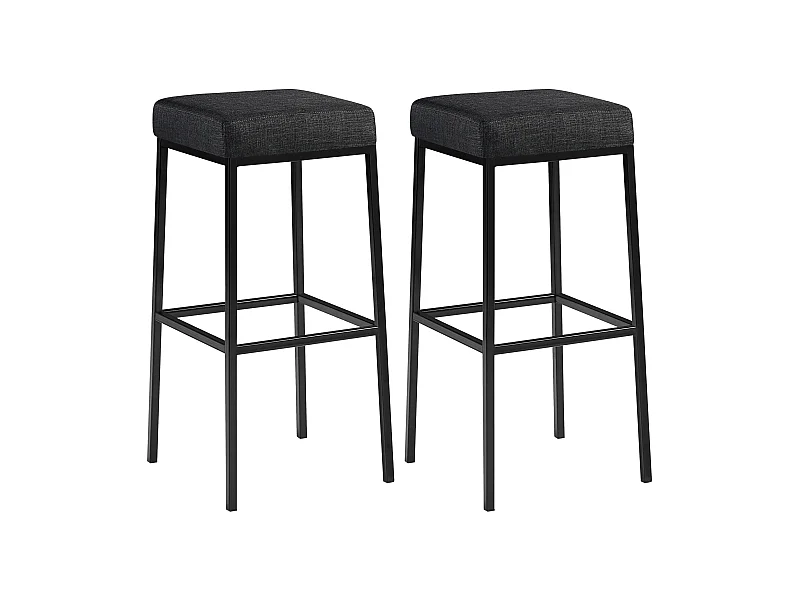 Lot de 2  Tabouret de bar - Tissu & Noir - Gris foncé - Montreal 85