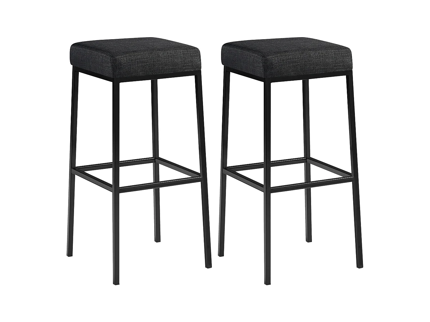 Lot de 2  Tabouret de bar - Tissu & Noir - Gris foncé - Montreal 85