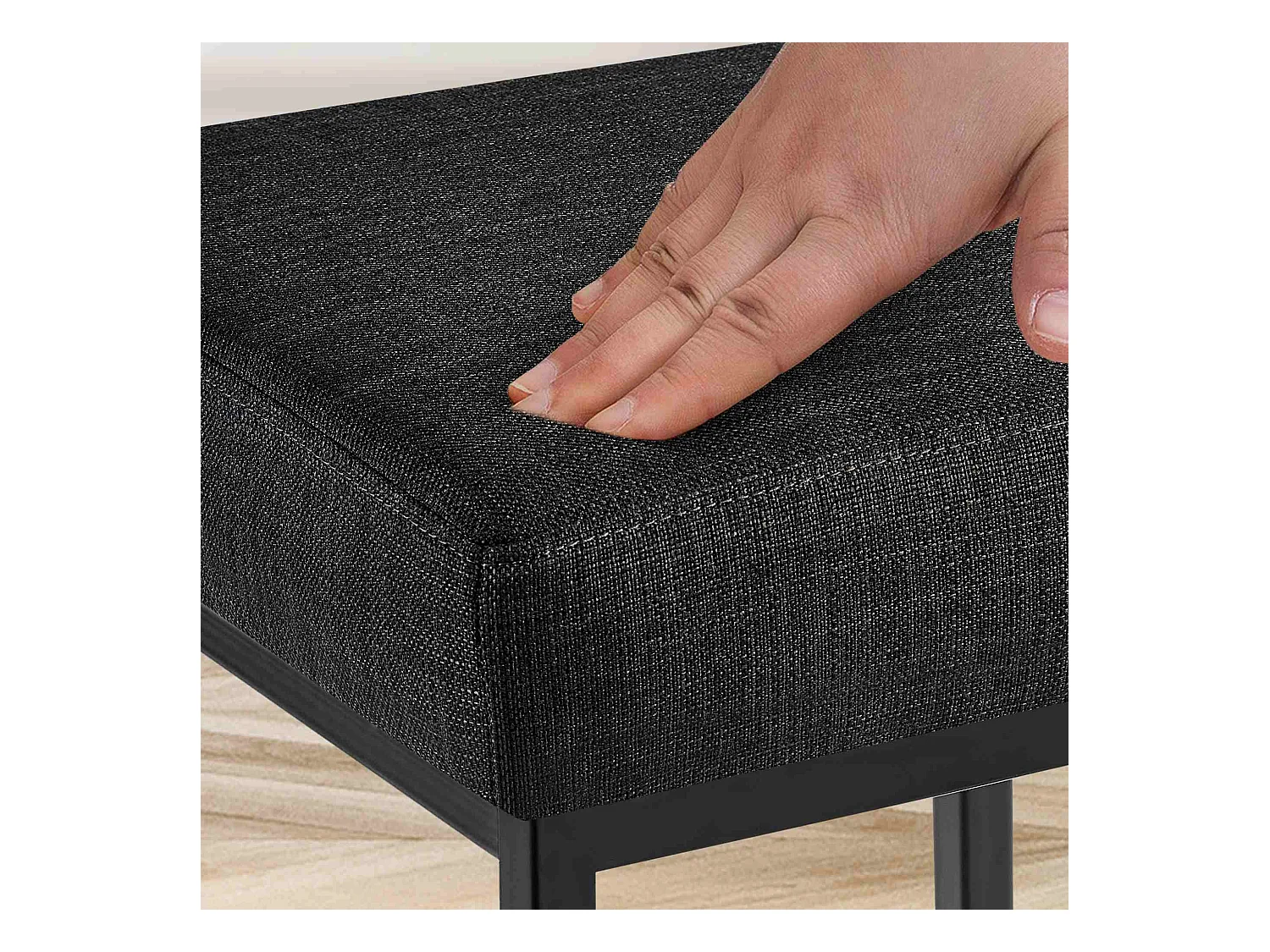 Lot de 2  Tabouret de bar - Tissu & Noir - Gris foncé - Montreal 85