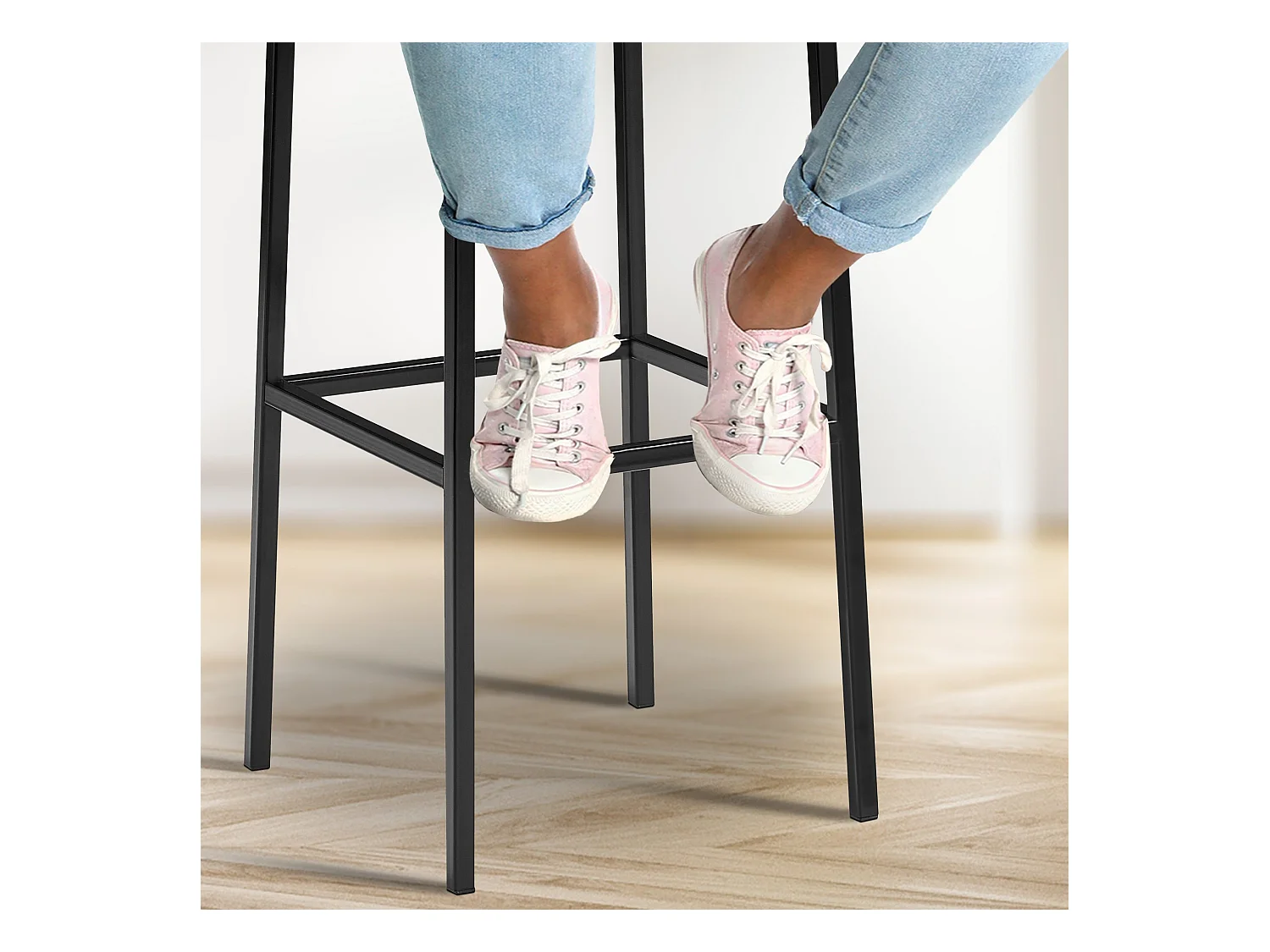 Lot de 2  Tabouret de bar - Tissu & Noir - Gris foncé - Montreal 85