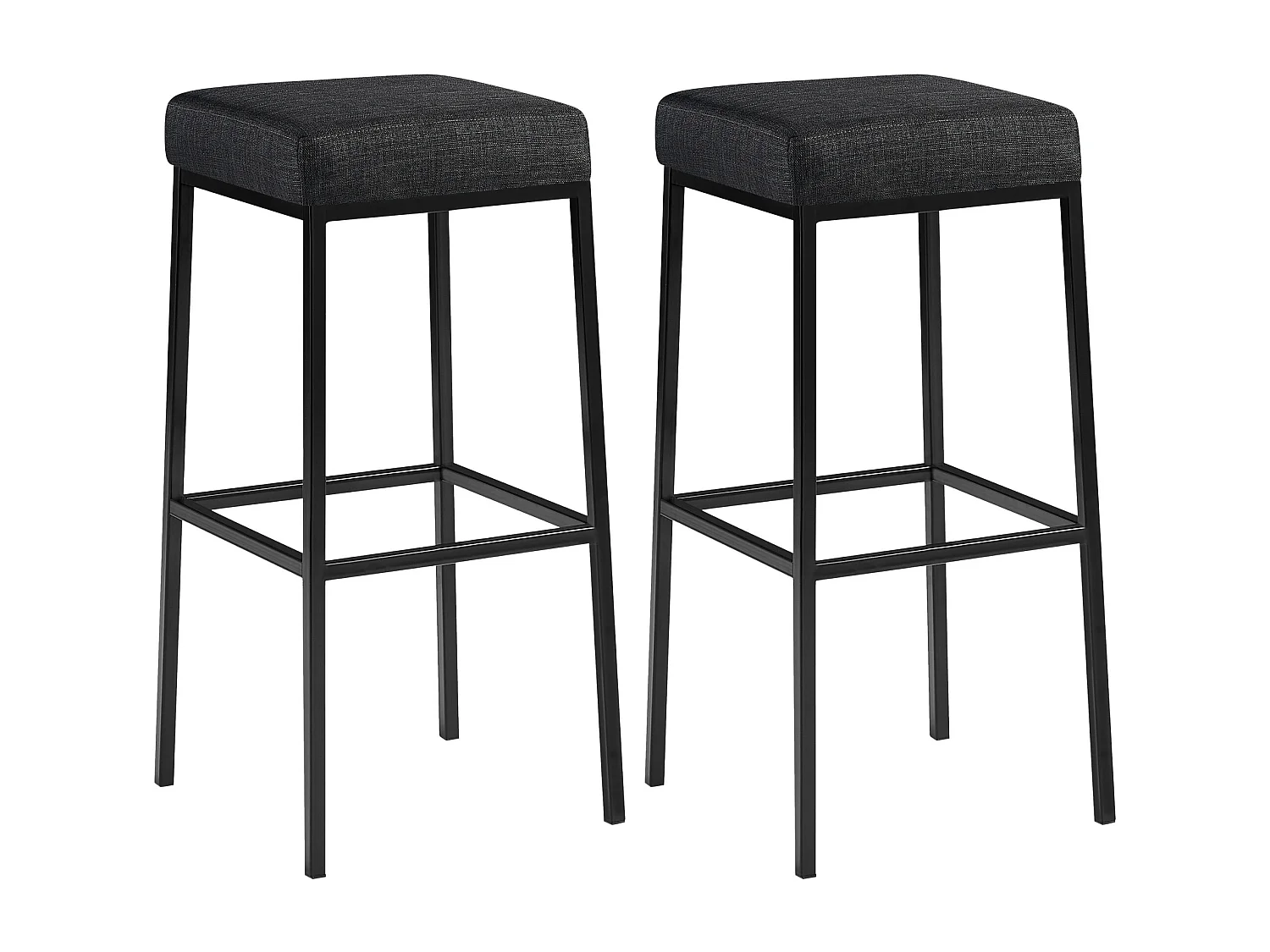 Lot de 2  Tabouret de bar - Tissu & Noir - Gris foncé - Montreal 85