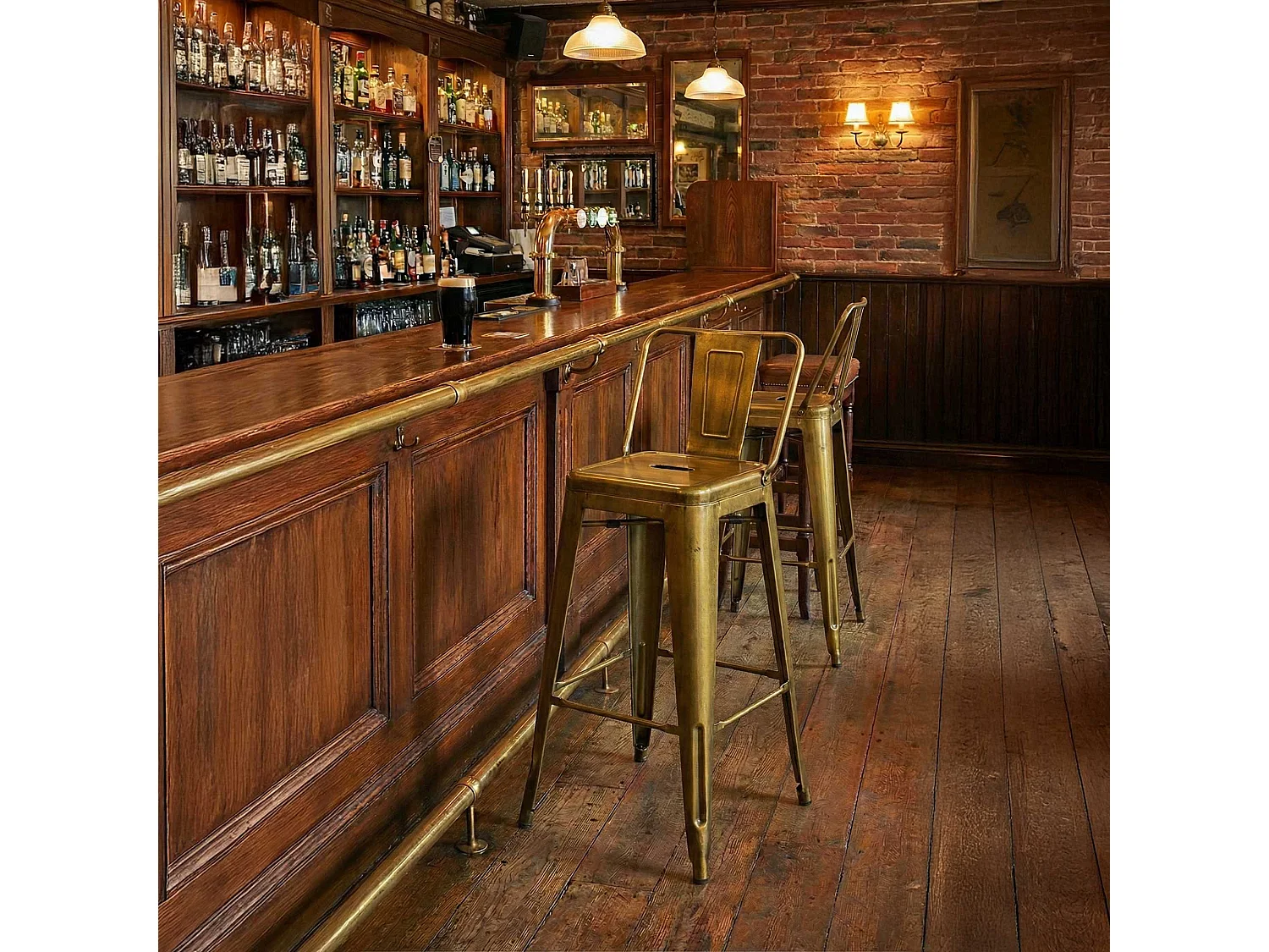 Tabouret de bar - Métal - Or - Mason