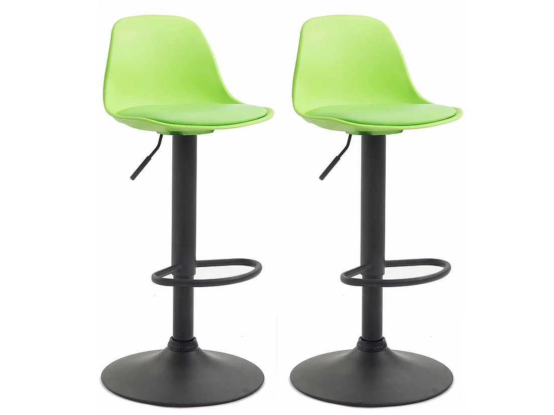 Lot de 2  Tabouret de bar - Similicuir & Métal - Vert - Kiel