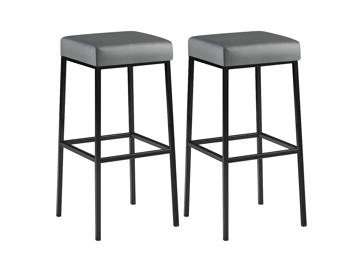 Lot de 2  Tabouret de bar - Similicuir & Noir - Gris - Montreal 85