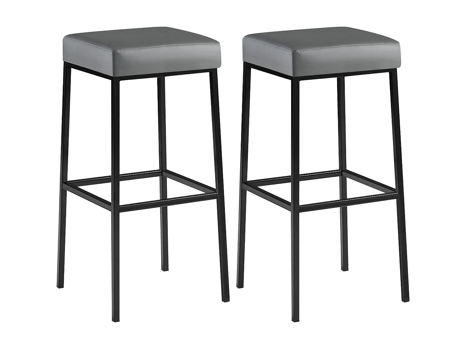 Lot de 2  Tabouret de bar - Similicuir & Noir - Gris - Montreal 85