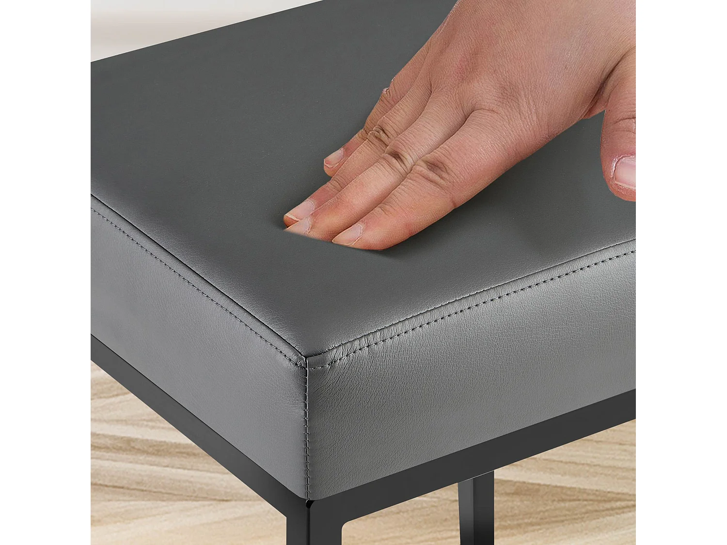 Lot de 2  Tabouret de bar - Similicuir & Noir - Gris - Montreal 85