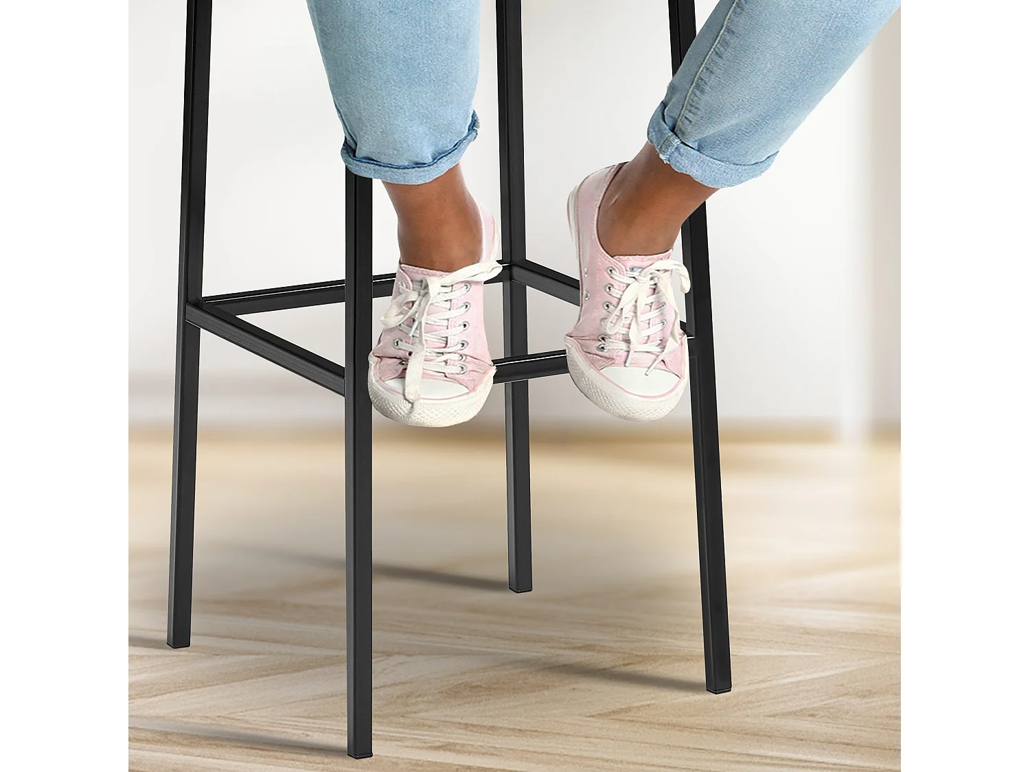 Lot de 2  Tabouret de bar - Similicuir & Noir - Gris - Montreal 85