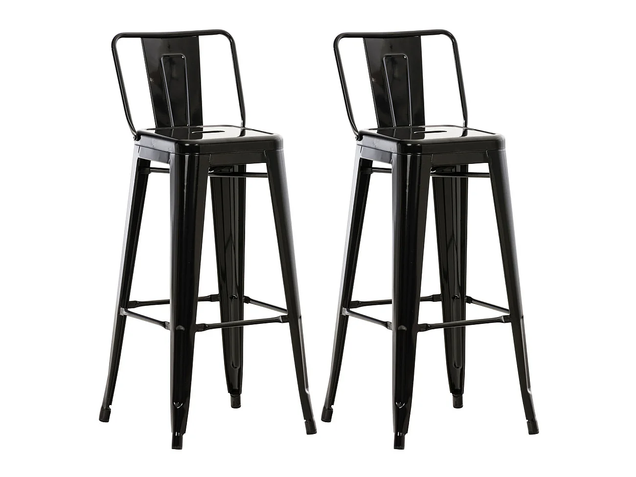 Lot de 2  Tabouret de bar - Métal & Métal - Noir - Mason