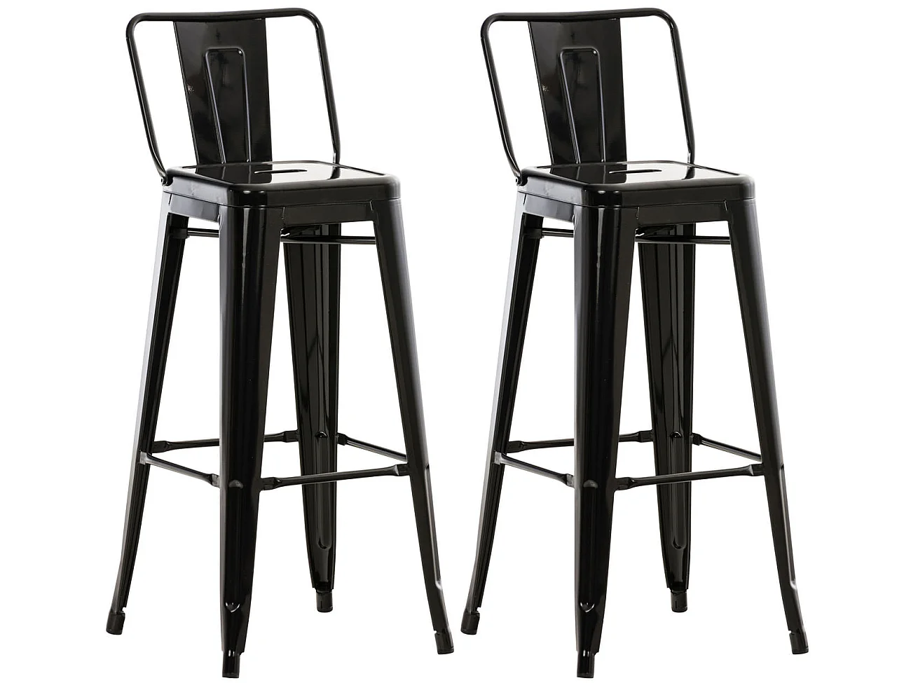 Lot de 2  Tabouret de bar - Métal & Métal - Noir - Mason