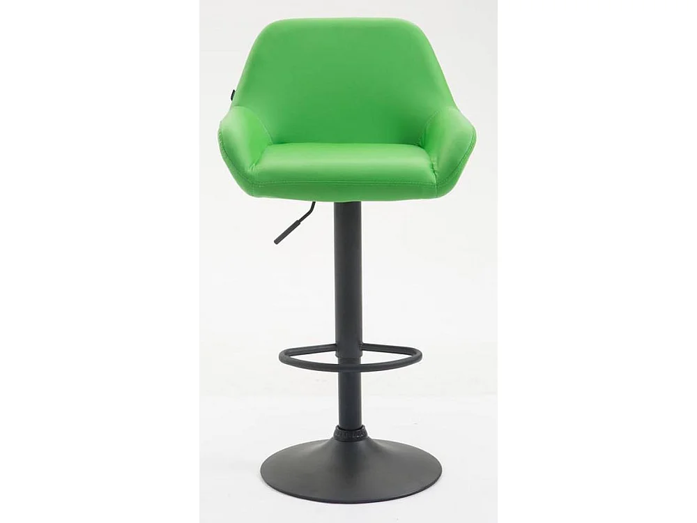 Lot de 2  Tabouret de bar - Similicuir (PVC) & Métal noir mat - Vert - Braga
