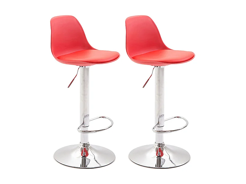 Lot de 2  Tabouret de bar - Similicuir & Métal - Rouge - Kiel