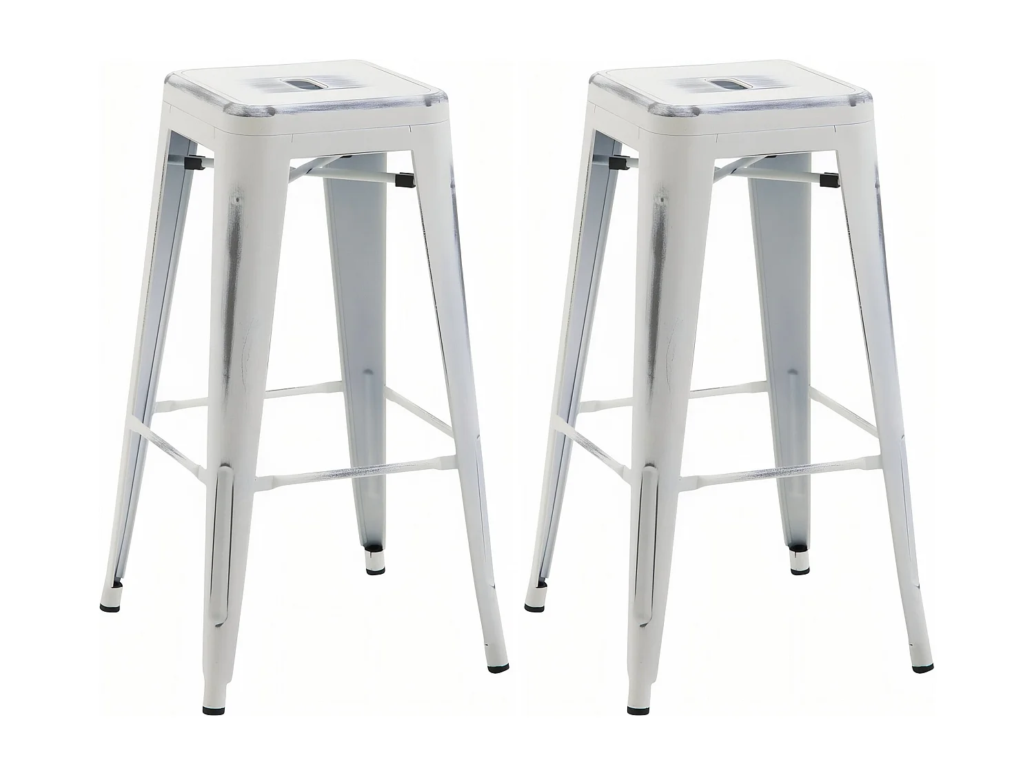 Lot de 2  Tabouret de bar - Métal - Blanc antique - Joshua