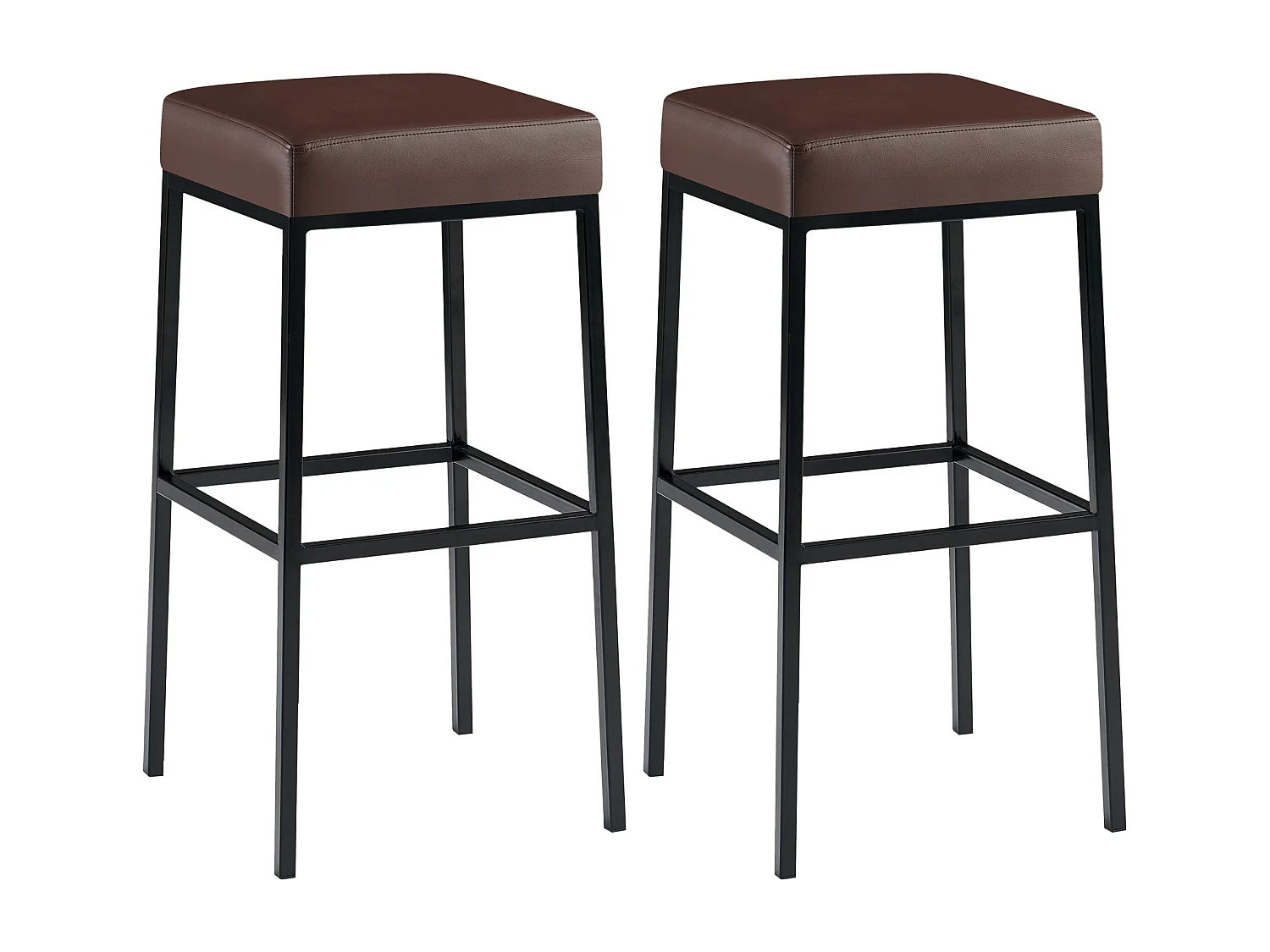 Set van 2  Barkruk - Kunstleer & zwart - bruin - Montreal 80