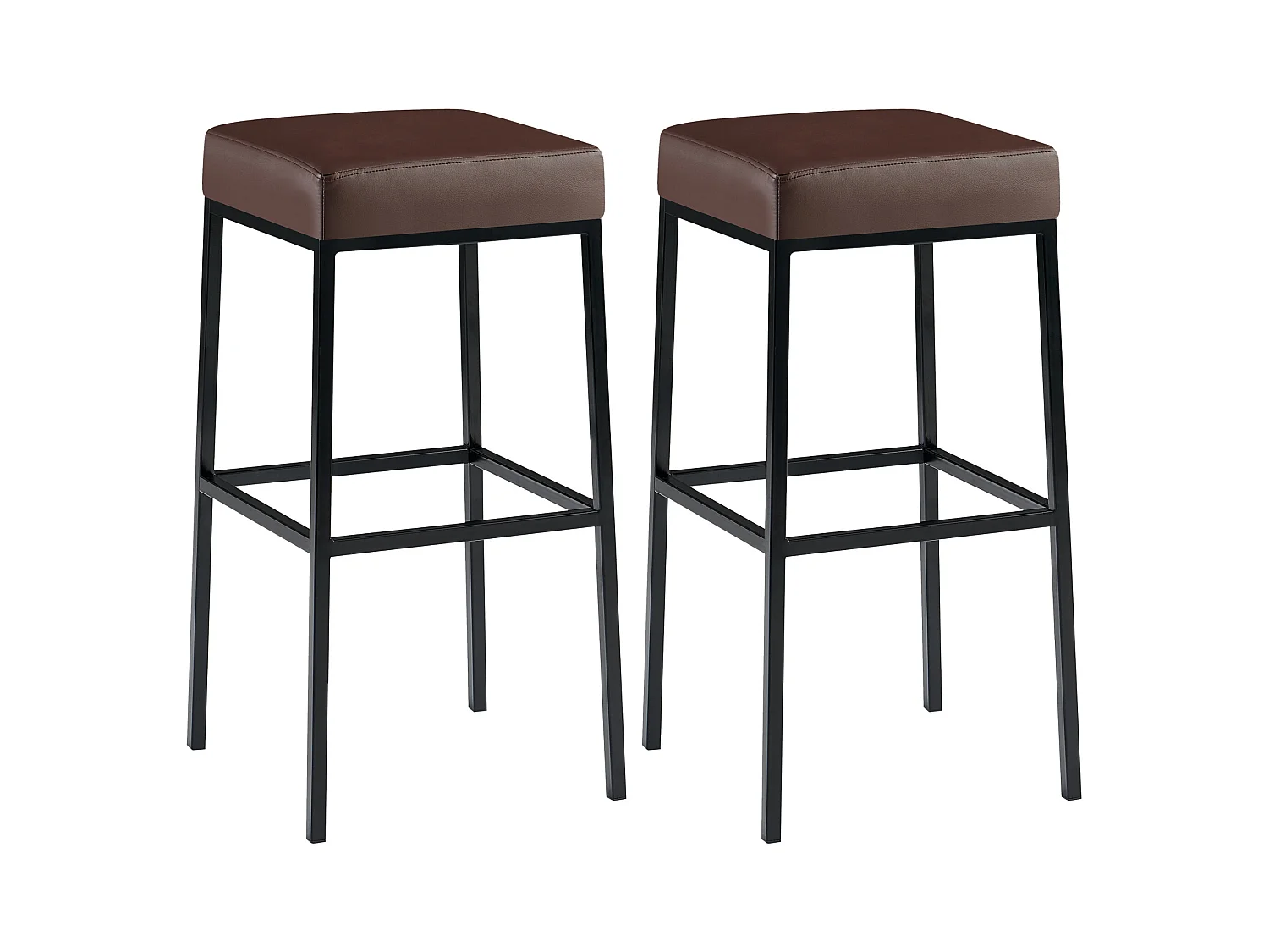 Lot de 2  Tabouret de bar - Similicuir & Noir - Marron - Montreal 80