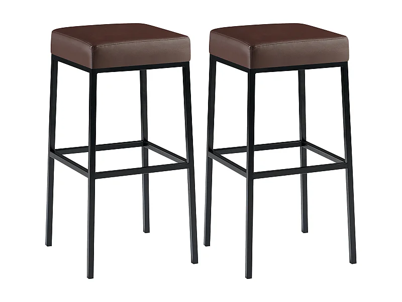 2er Set Barhocker - Kunstleder & schwarz - braun - Montreal 80