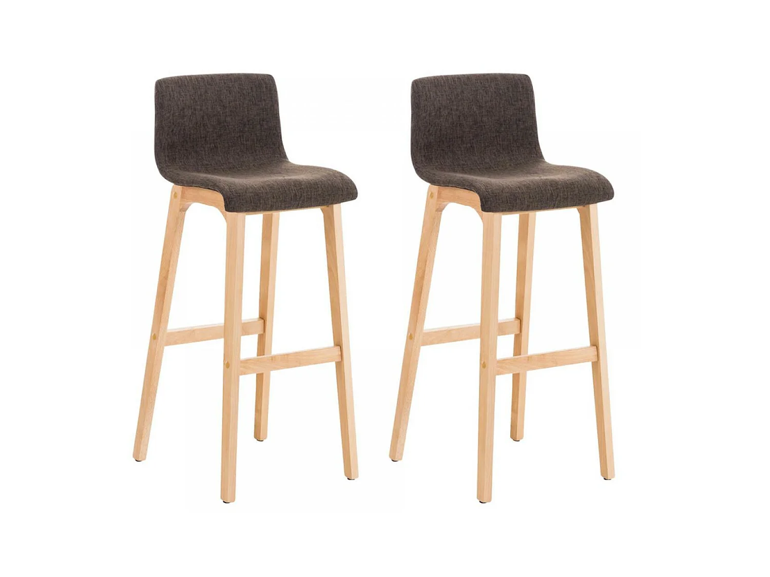 Lot de 2  Tabouret de bar - Tissu & Bois - Marron - Hover