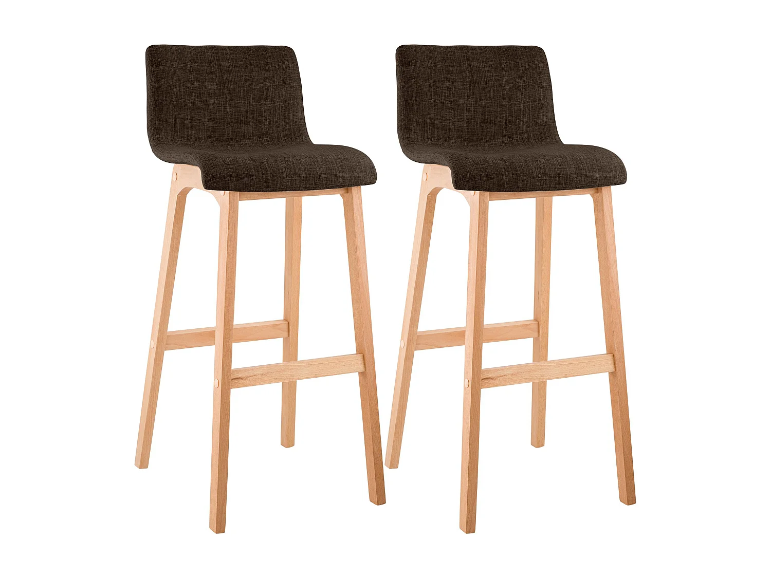 Lot de 2  Tabouret de bar - Tissu - Marron - Hover