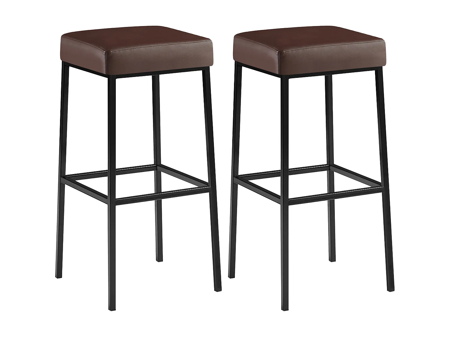 Lot de 2  Tabouret de bar - Similicuir & Noir - Marron - Montreal 85