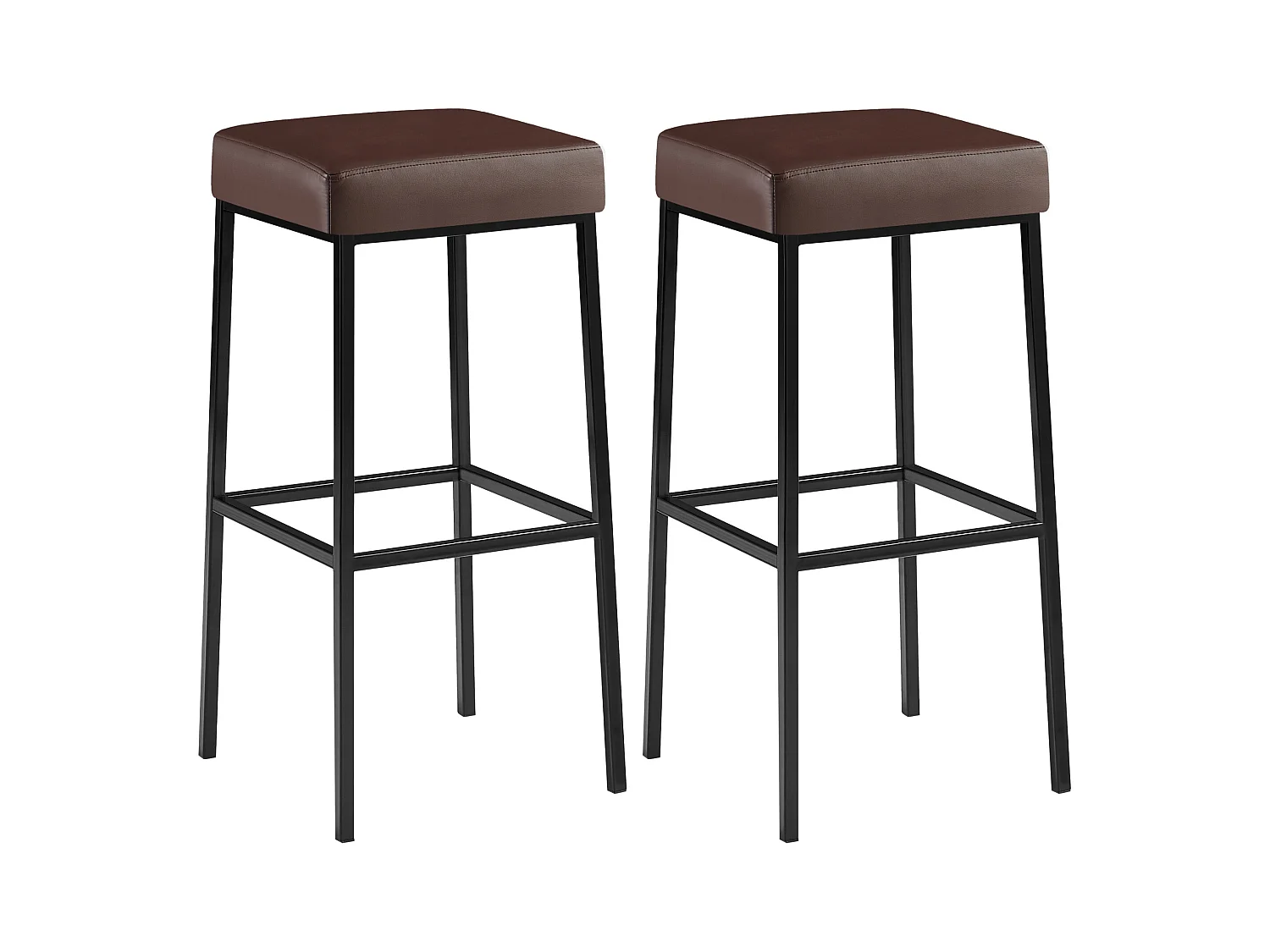 Lot de 2  Tabouret de bar - Similicuir & Noir - Marron - Montreal 85
