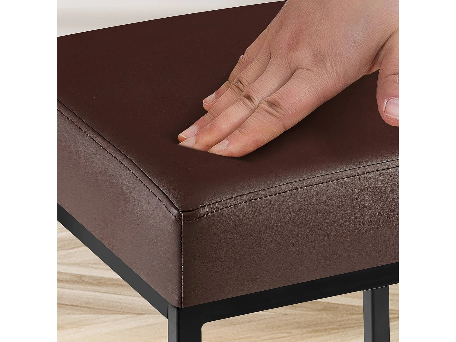 Lot de 2  Tabouret de bar - Similicuir & Noir - Marron - Montreal 85