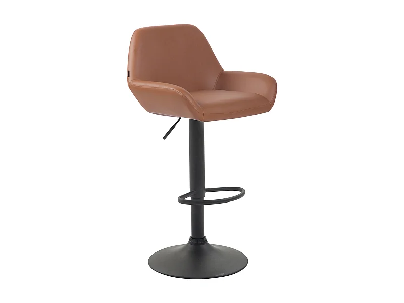 Tabouret de bar - Similicuir & Noir - Marron clair - Braga