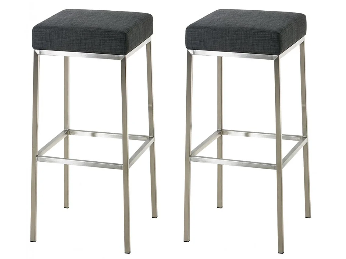 Lot de 2  Tabouret de bar - Tissu & Acier inoxydable - Gris foncé - Montreal 85