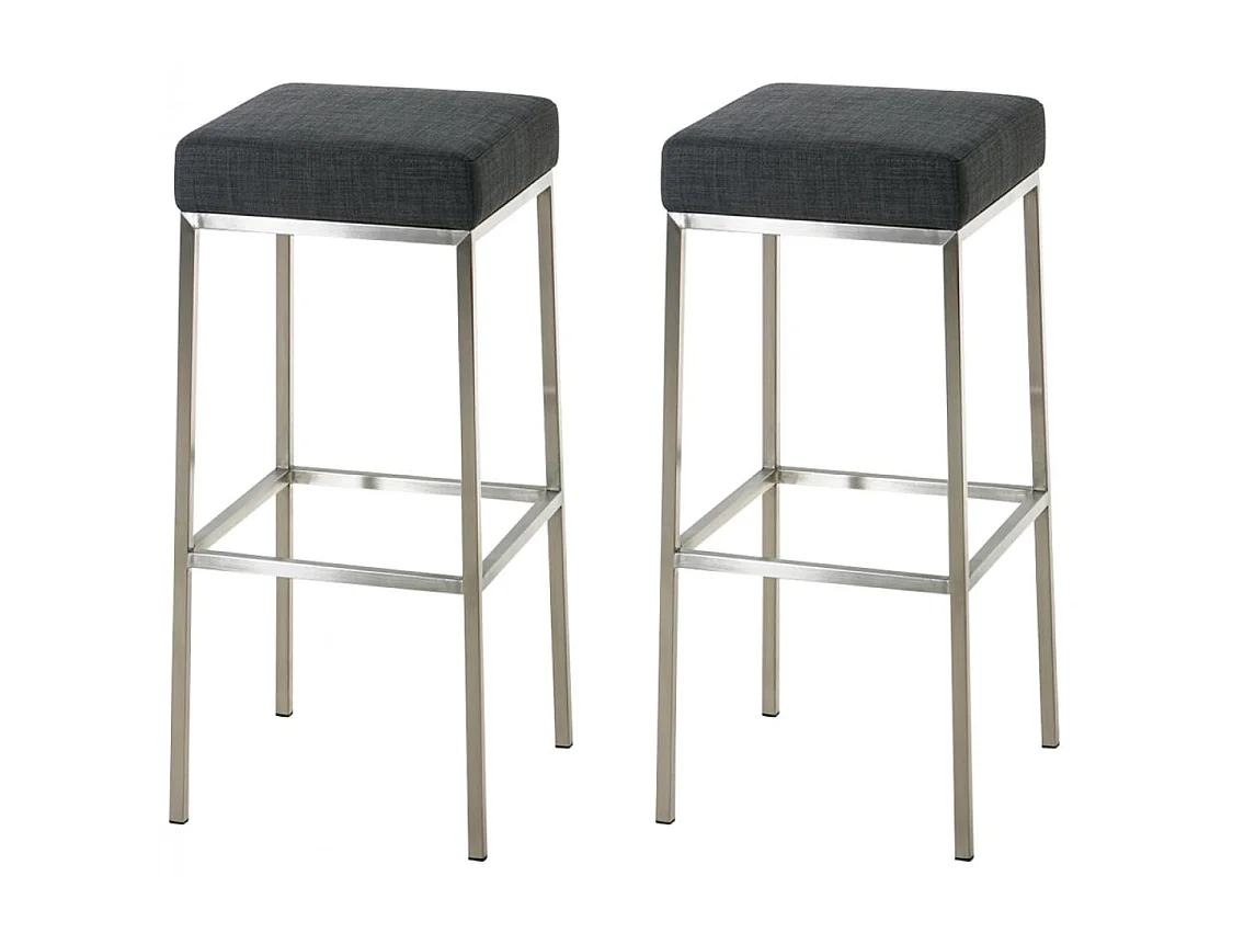 Lot de 2  Tabouret de bar - Tissu & Acier inoxydable - Gris foncé - Montreal 85