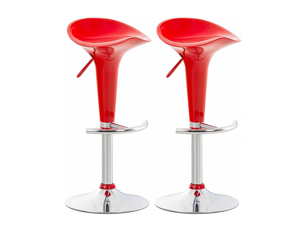 Set van 2  Barkruk - Kunststof & Metaal in chroomoptiek - rood - Saddle