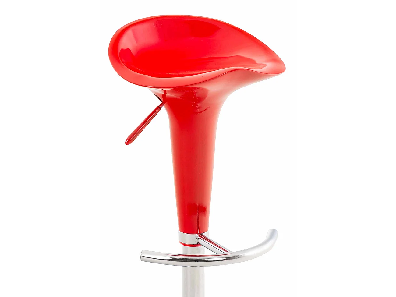 Lot de 2  Tabouret de bar - Plastique & Métal chromé - Rouge - Saddle