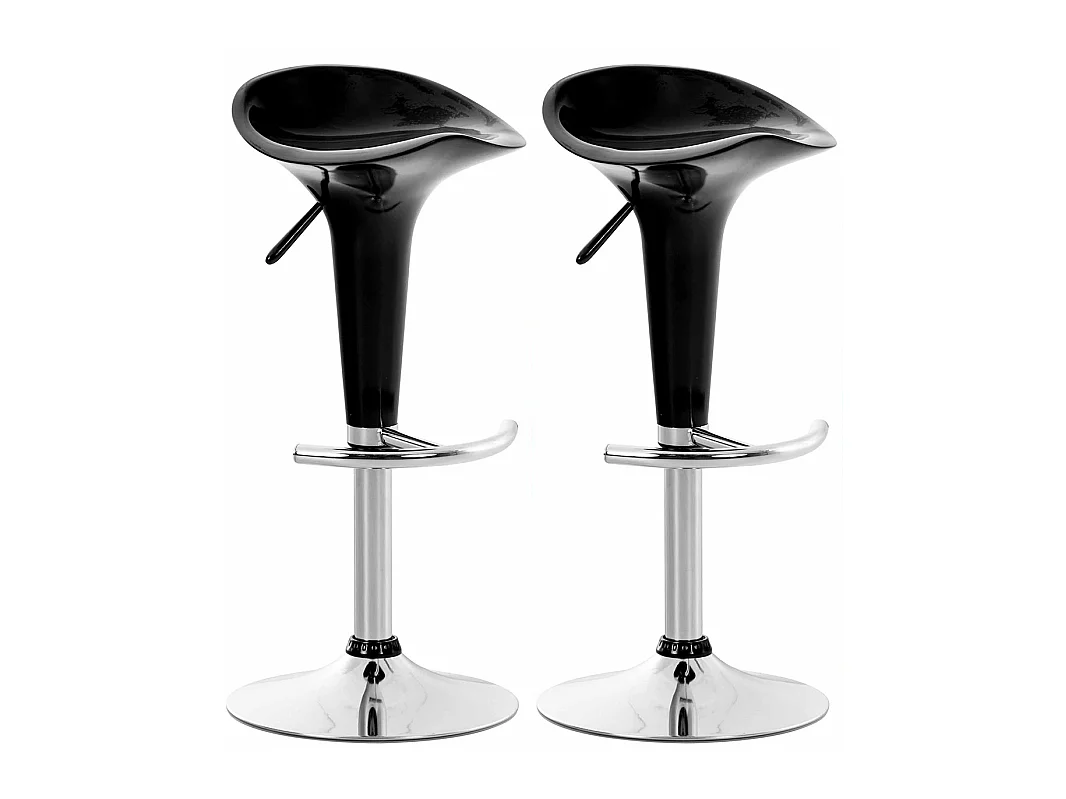 2er Set Barhocker - Kunststoff & Metall in Chromoptik - schwarz - Saddle