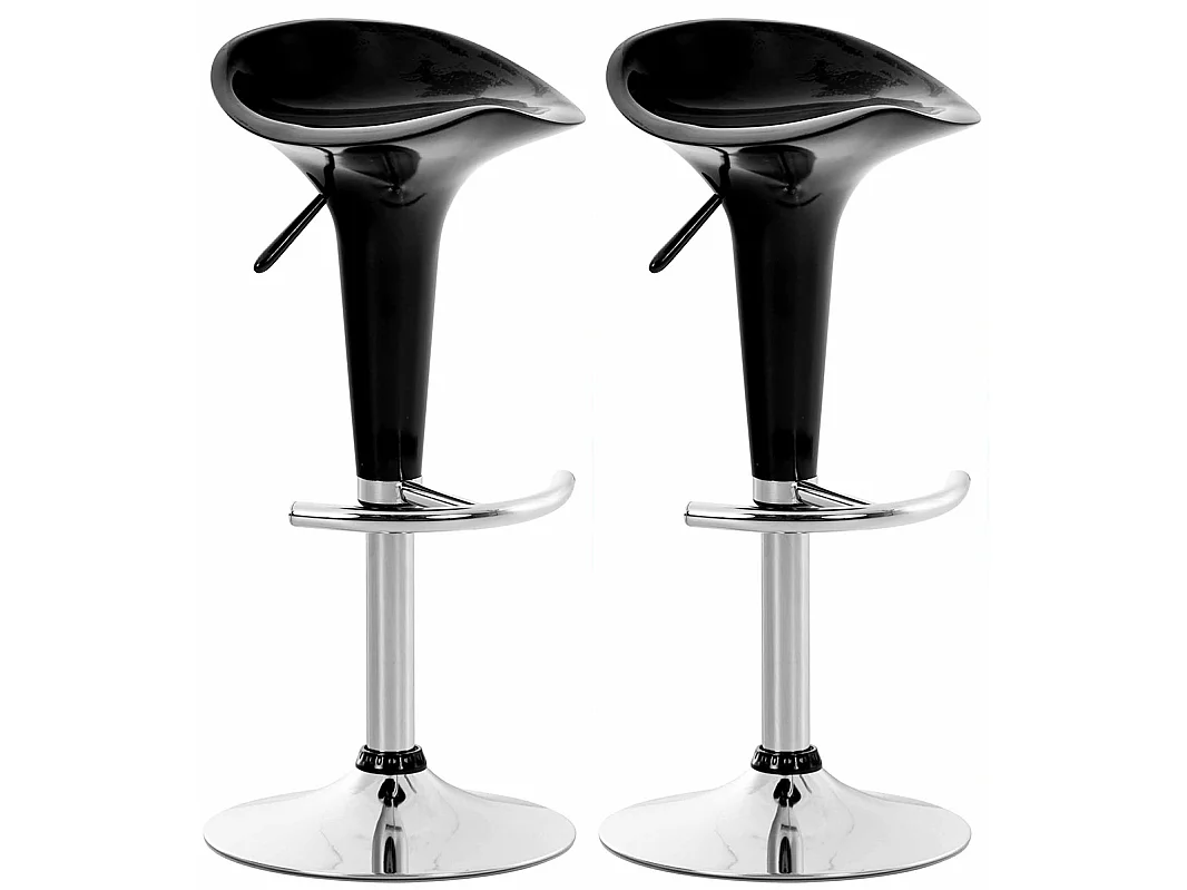 Set van 2  Barkruk - Kunststof & Metaal in chroomoptiek - zwart - Saddle